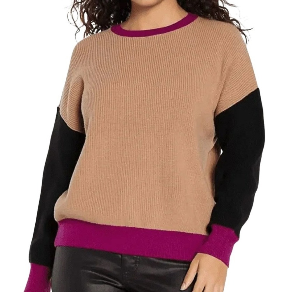 Express NWT Colorblock Ribbed Knit Sweater Crew Neck Long Sleeve Size S